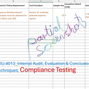 SKU.4013_Internal Audit, Evaluation & Conclusion Techniques, Compliance Testing